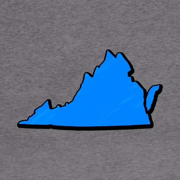 Bright Blue Virginia Outline by Mookle